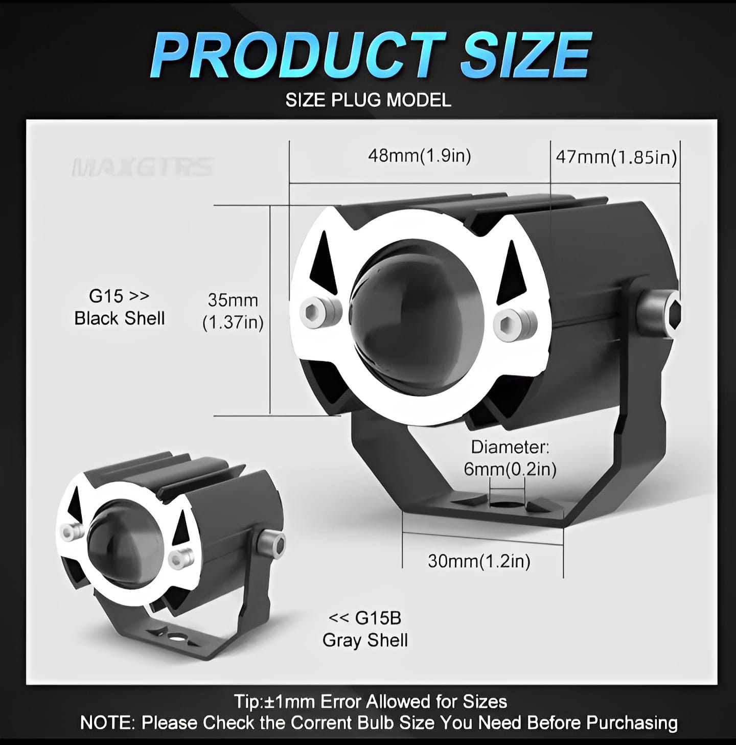 MAXGTRS Mini Projector LED Motorcycle Headlight