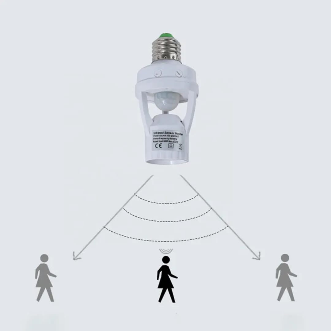PIR Sensor Lamp Holder – 360° Smart Lighting Control