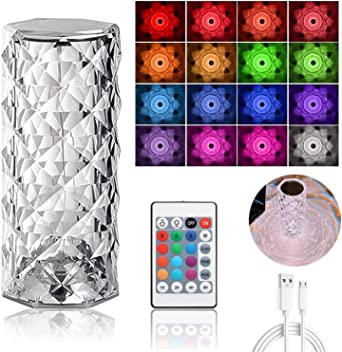 Crystal Rose LED Table Lamp – 16 Colors Night Light