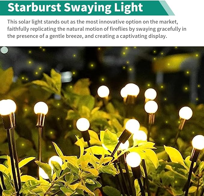 10 LED Solar Firefly Garden Lights – Waterproof Lamp