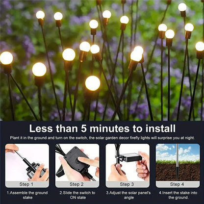 10 LED Solar Firefly Garden Lights – Waterproof Lamp