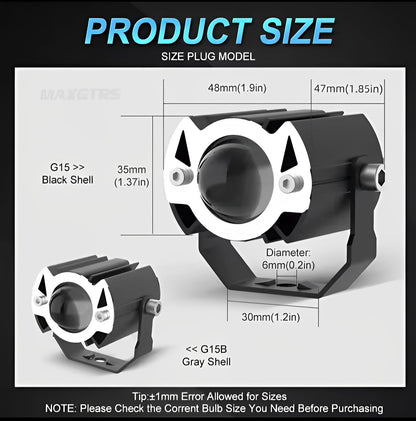 MAXGTRS Mini Projector LED Motorcycle Headlight