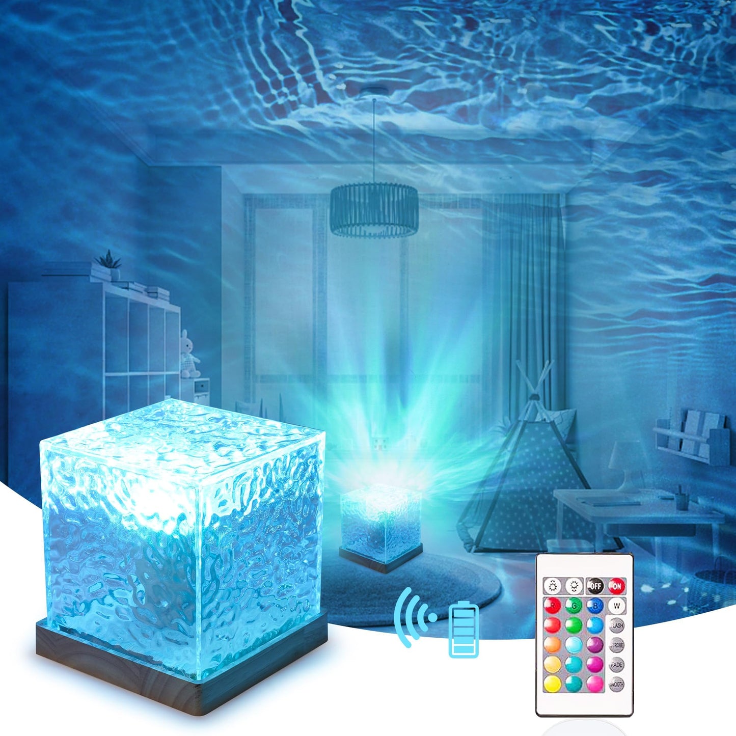Ocean Wave LED Flame Crystal Lamp – Multi Color