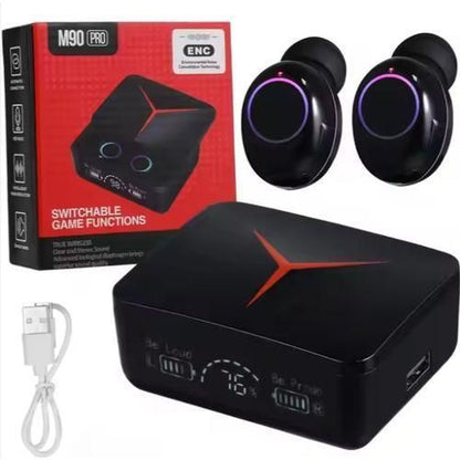 M90 Pro TWS Earbuds – Gaming Mode & Portable Charger Case