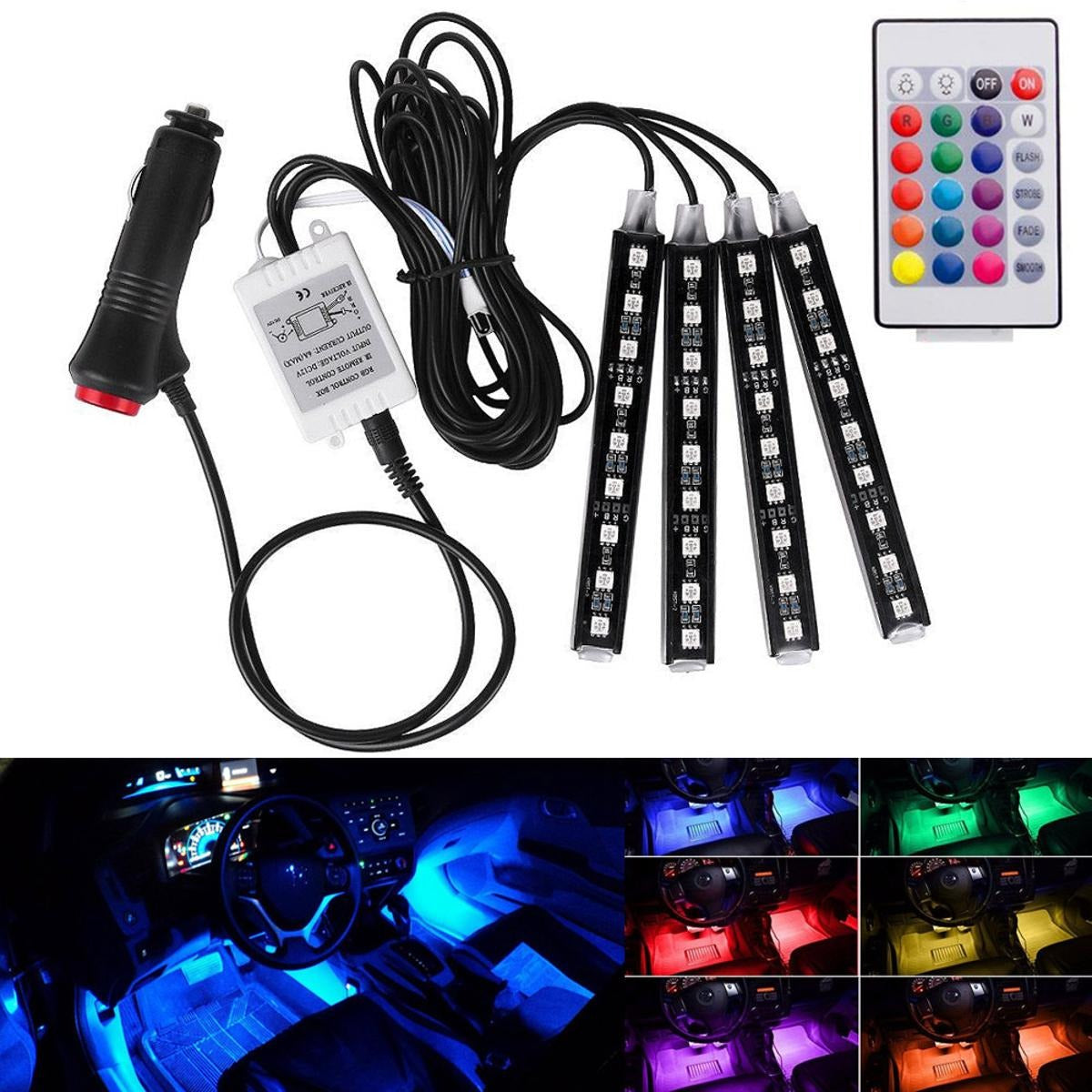 Car Interior LED Ambient Light – RGB Music Strip Lights