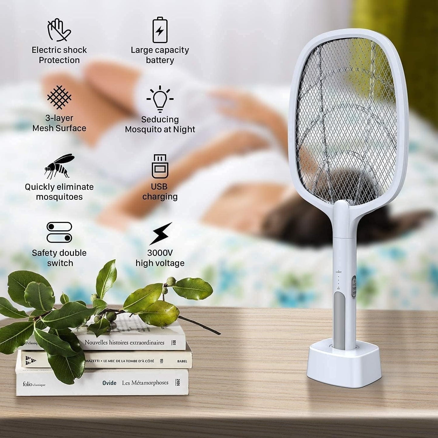 Nova Electric Mosquito Swatter – LED Lamp & Racket Combo