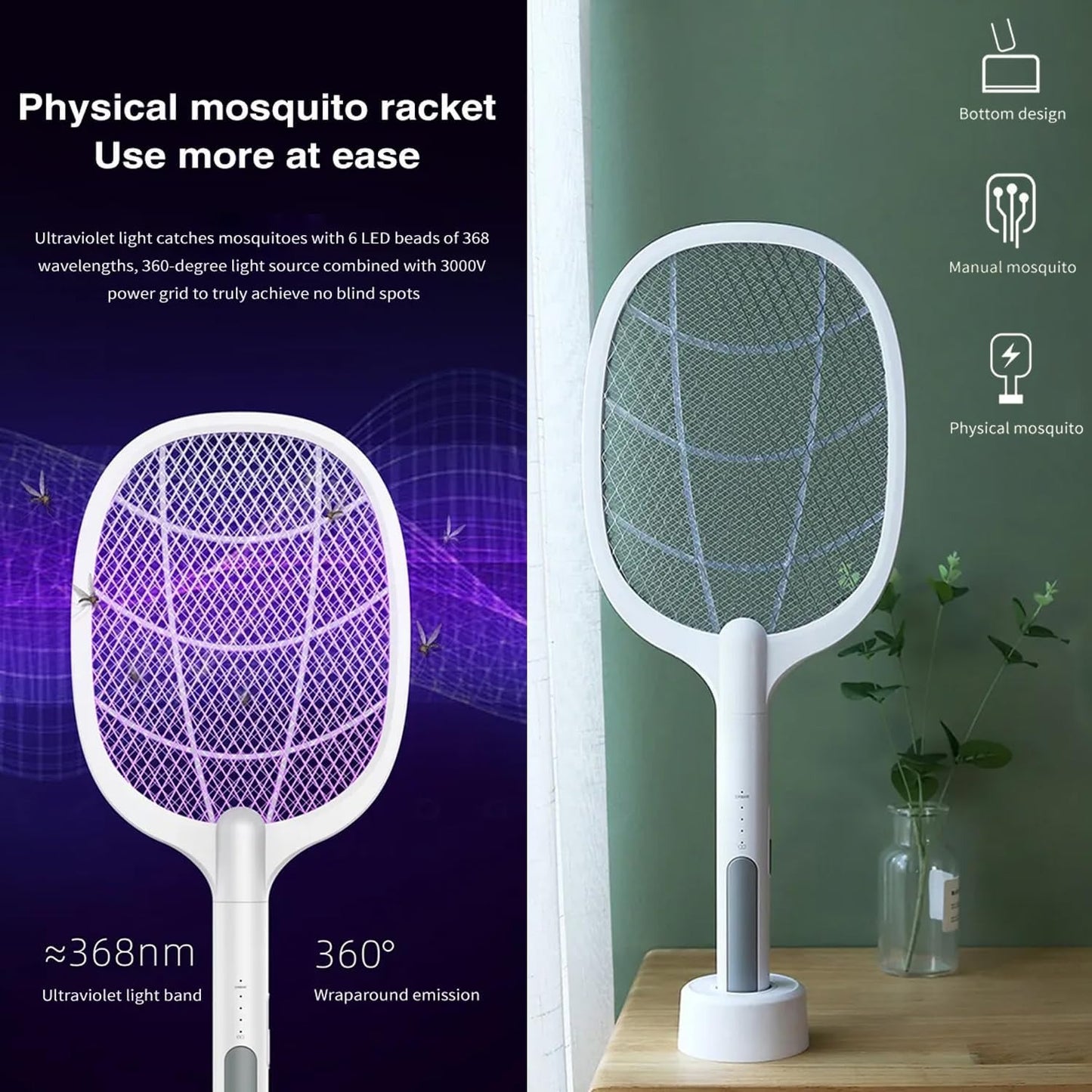 Nova Electric Mosquito Swatter – LED Lamp & Racket Combo